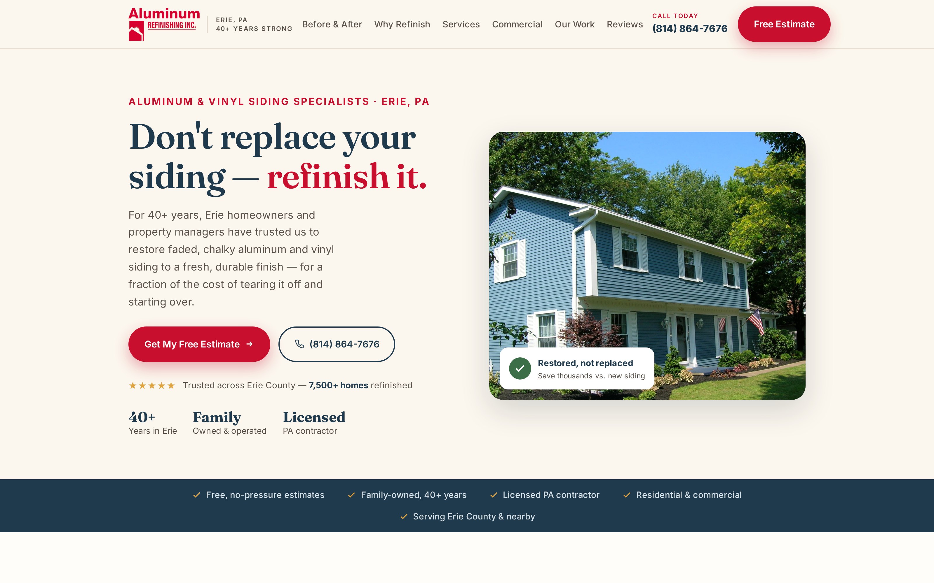 Aluminum Refinishing homepage — aluminumrefinishing.com